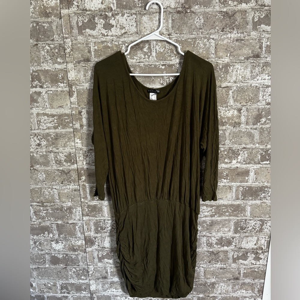 VENUS Long Sleeve Dress in Deep Olive